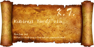Kubinyi Terézia névjegykártya